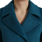 Dolce & Gabbana Blue Trench Wool Cashmere Short Coat Jacket