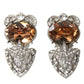 Dolce & Gabbana Orange Crystal Screw Back 925 Sterling Silver Earrings