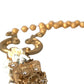 Dolce & Gabbana Gold Brass Angel Floral Beaded Embellished Necklace