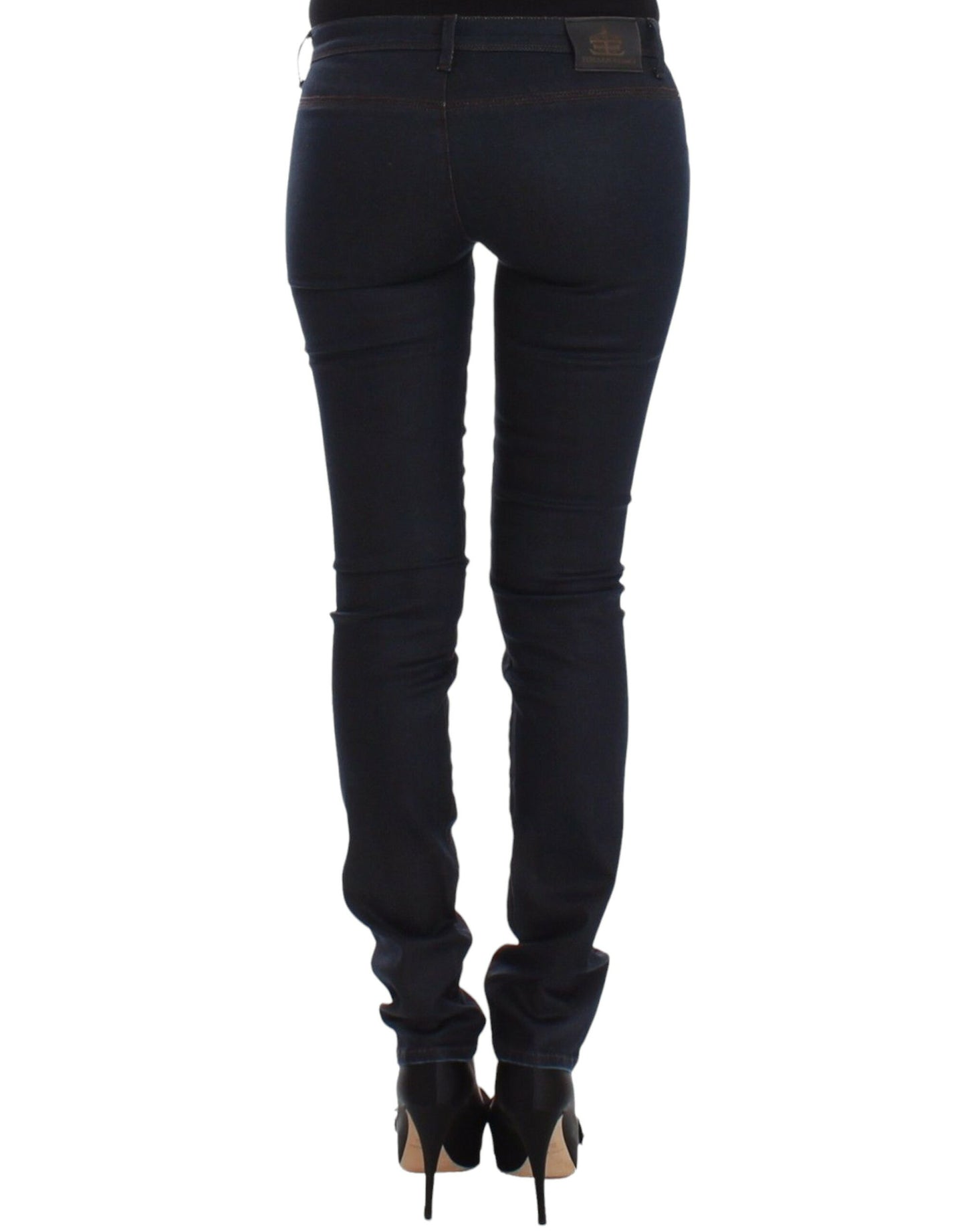 Ermanno Scervino Chic Dark Blue Slim Jeans for Elegant Style