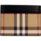 Burberry Sandon Black Canvas Check Printed Leather Slim Card Case Wallet