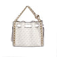 Michael Kors Mina Small Belted Cream Signature PVC Chain Inlay Crossbody Bag