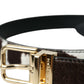 Dolce & Gabbana Brown White Zebra Pony Hair Gold Buckle Belt