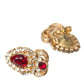 Dolce & Gabbana Sterling Silver Gold Plated Red Crystals Jewelry Earrings