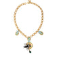 Dolce & Gabbana Gold Brass Chain Crystal Bee Pendant Charm Necklace