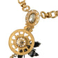 Dolce & Gabbana Gold Brass Chain Crystal Bee Pendant Charm Necklace