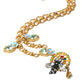 Dolce & Gabbana Gold Brass Chain Crystal Bee Pendant Charm Necklace