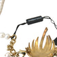 Dolce & Gabbana Gold Brass Crystal Pearl Tree Pendant Charm Necklace