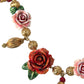 Dolce & Gabbana Multicolor Roses Crystals Gold Ball Chain Necklace