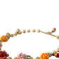 Dolce & Gabbana Multicolor Roses Crystals Gold Ball Chain Necklace