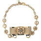 Dolce & Gabbana Gold Brass Clear Crystal Bow Chain Choker Necklace