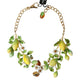 Dolce & Gabbana Gold Brass Chain Crystal Lemon Lily Pendant Necklace