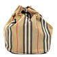 Burberry Phoebe Heritage Stripe Beige Eco Nylon Drawstring Bucket Bag