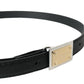 Dolce & Gabbana Black Leather Gold Square Metal Buckle Belt