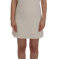 Dolce & Gabbana Elegant White Wool Shift Dress with Gold Brooch