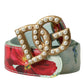 Dolce & Gabbana Multicolor Floral Leather Gold DG Logo Buckle Belt