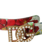 Dolce & Gabbana Multicolor Floral Leather Gold DG Logo Buckle Belt