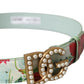 Dolce & Gabbana Multicolor Floral Leather Gold DG Logo Buckle Belt