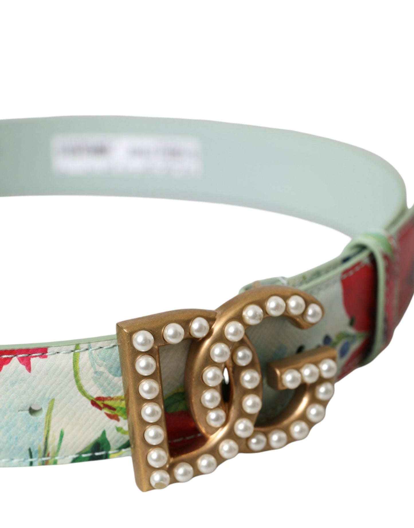 Dolce & Gabbana Multicolor Floral Leather Gold DG Logo Buckle Belt