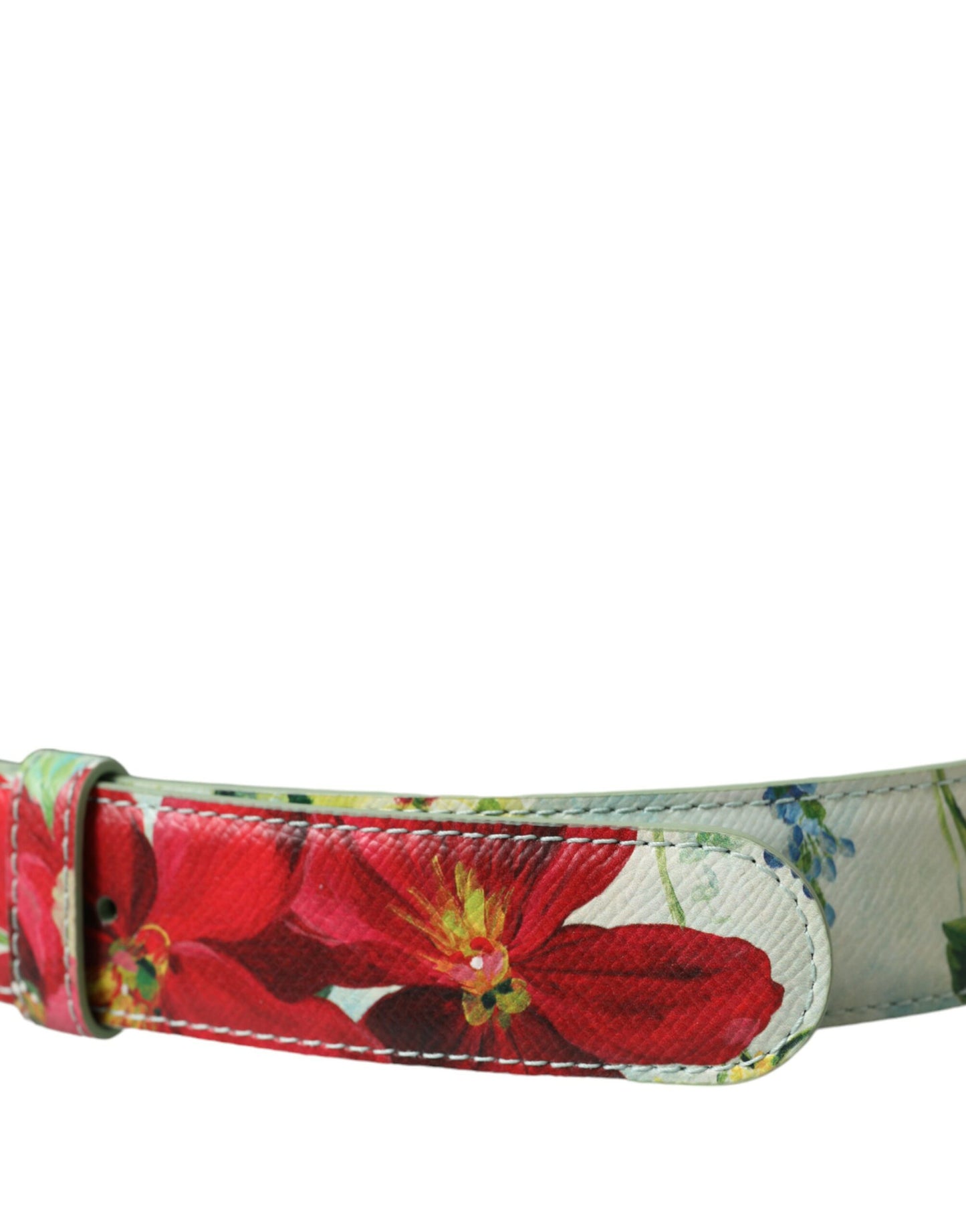 Dolce & Gabbana Multicolor Floral Leather Gold DG Logo Buckle Belt