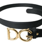 Dolce & Gabbana Black Leather Gold DG Logo Waist Buckle Belt