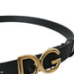 Dolce & Gabbana Black Leather Gold DG Logo Waist Buckle Belt