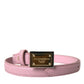 Dolce & Gabbana Pink Leather Gold Square Metal Buckle Belt