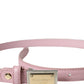 Dolce & Gabbana Pink Leather Gold Square Metal Buckle Belt