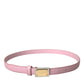 Dolce & Gabbana Pink Leather Gold Square Metal Buckle Belt