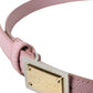 Dolce & Gabbana Pink Leather Gold Square Metal Buckle Belt