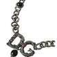 Dolce & Gabbana Silver Tone Brass DG CITY Embellished Jewelry Necklace