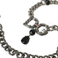 Dolce & Gabbana Silver Tone Brass DG CITY Embellished Jewelry Necklace