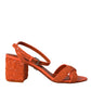 Dolce & Gabbana Orange Sequin Ankle Strap Sandals Shoes