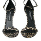 Dolce & Gabbana Brown Leopard Leather Heels Sandals Shoes