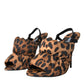 Dolce & Gabbana Brown Leopard Slingback Heels Sandals Shoes