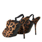 Dolce & Gabbana Brown Leopard Slingback Heels Sandals Shoes