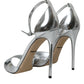 Dolce & Gabbana Silver KEIRA Leather Heels Sandals Shoes