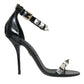 Dolce & Gabbana Black Crystals Sandals Ankle Strap Shoes