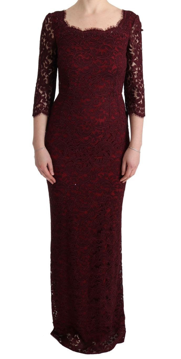 Dolce & Gabbana Bordeaux Sheath Dress with Silk Lining