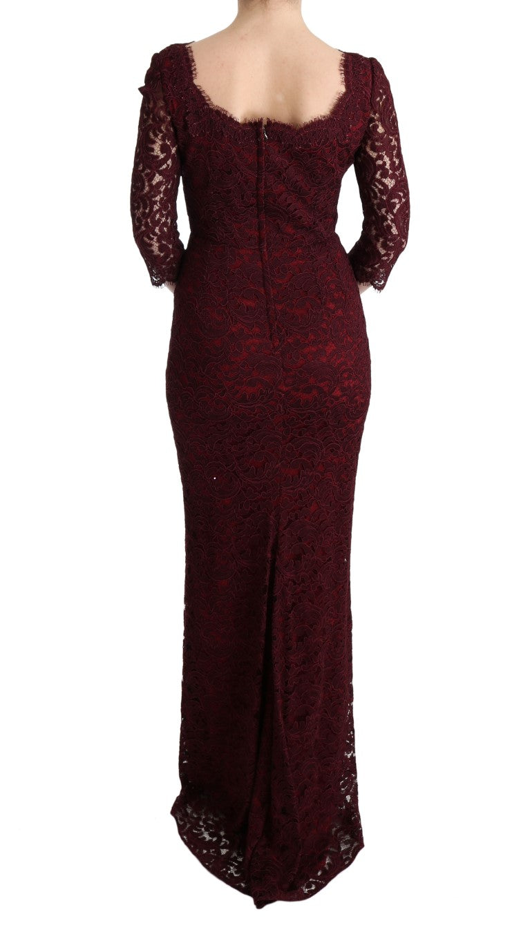 Dolce & Gabbana Bordeaux Sheath Dress with Silk Lining