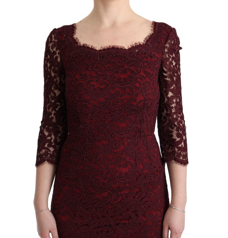 Dolce & Gabbana Bordeaux Sheath Dress with Silk Lining