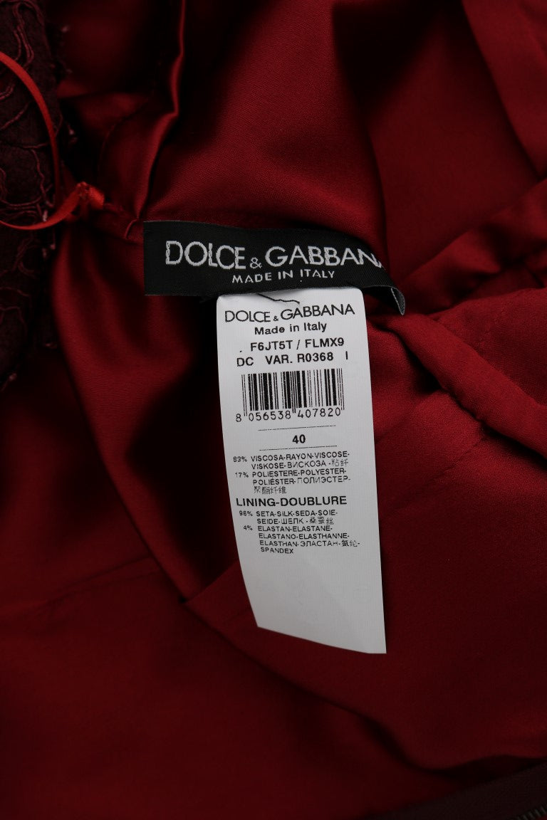 Dolce & Gabbana Bordeaux Sheath Dress with Silk Lining