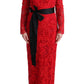 Dolce & Gabbana Elegant Red Sheath Dress with Silk Bow Belt