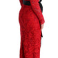 Dolce & Gabbana Elegant Red Sheath Dress with Silk Bow Belt