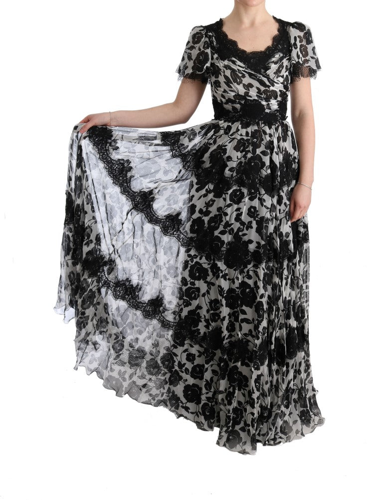 Dolce & Gabbana Elegant Floral Print Silk Gown