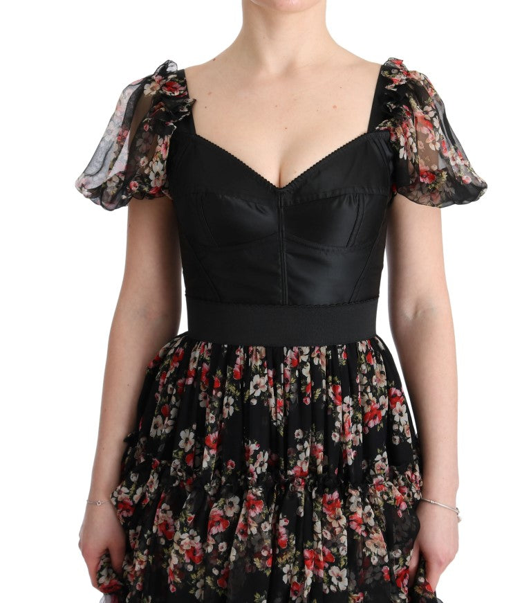 Dolce & Gabbana Elegant Floral Shift Dress in Multicolor Silk Blend