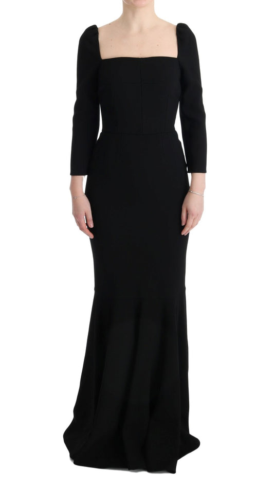 Dolce & Gabbana Elegant Black Sheath Gown with Crystals