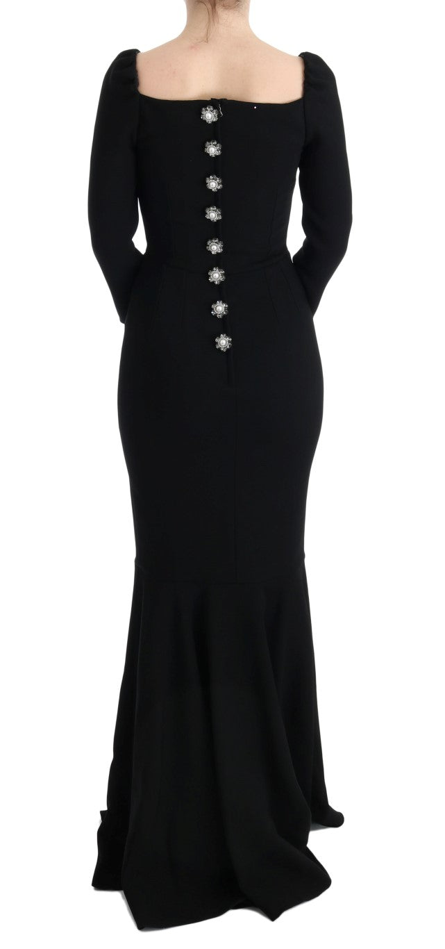 Dolce & Gabbana Elegant Black Sheath Gown with Crystals