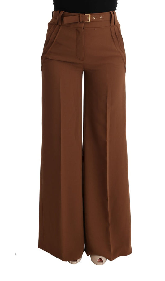 Cavalli Elegant Boot Cut Brown Polyester Pants