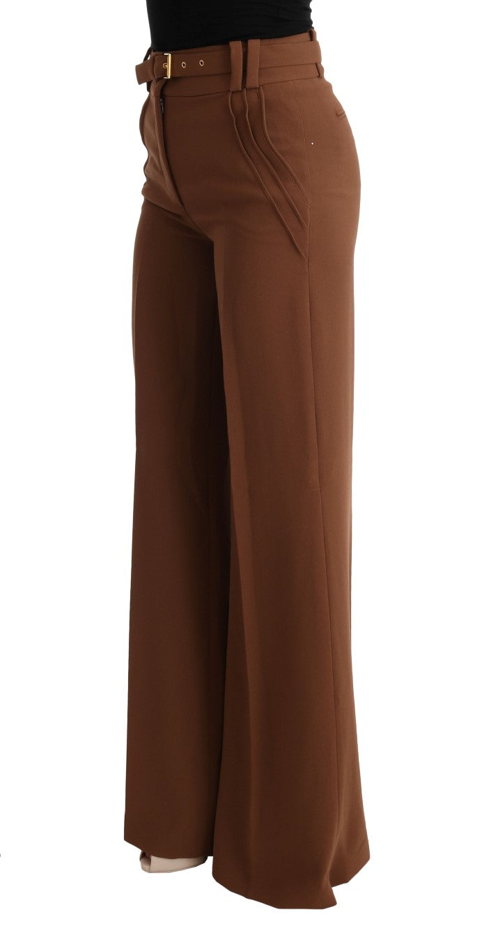 Cavalli Elegant Boot Cut Brown Polyester Pants